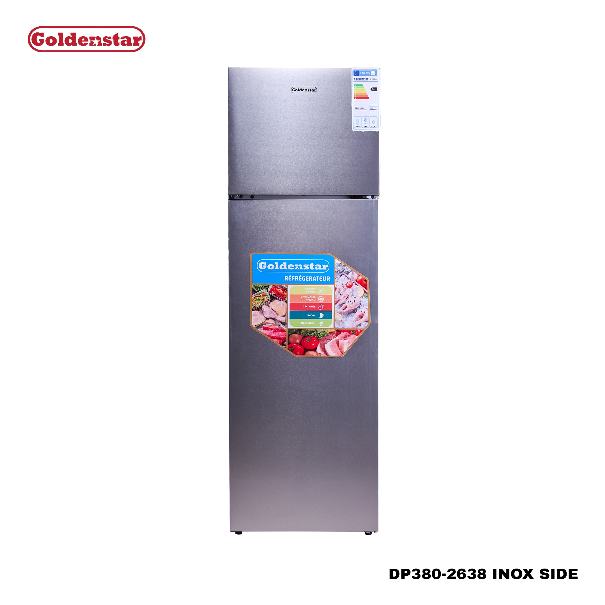 Réfrigérateur 380L INOX SIDE