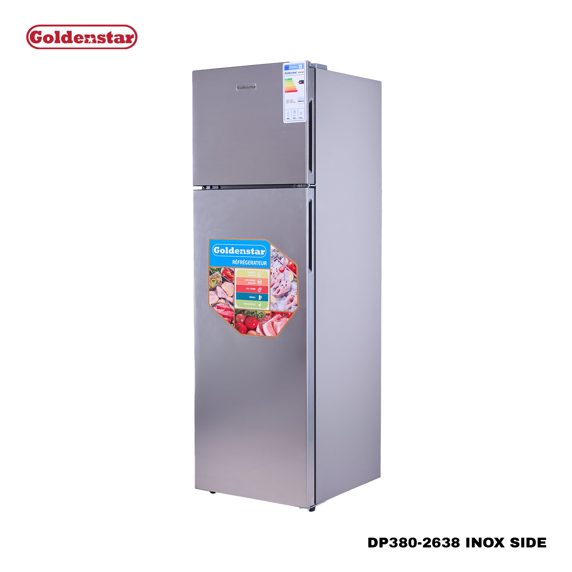 Réfrigérateur 380L INOX SIDE
